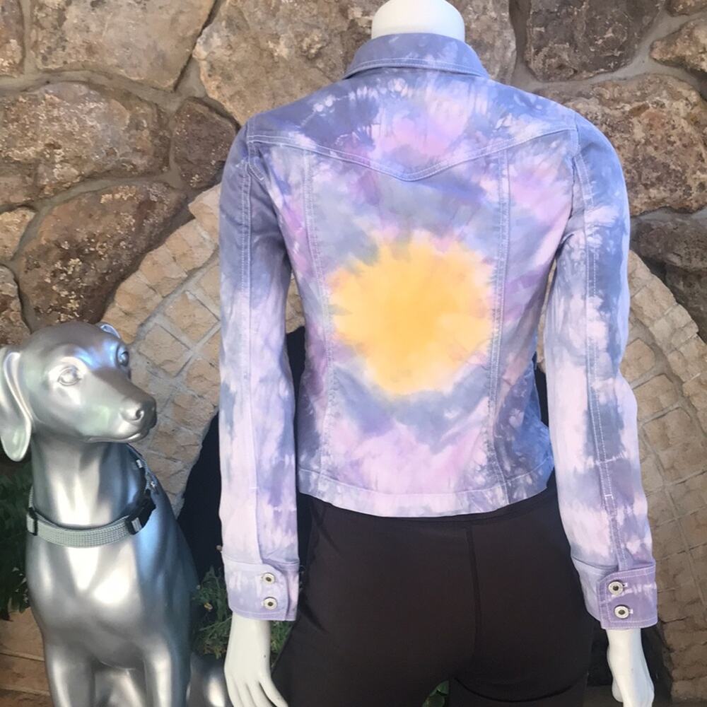 Vintage GAP Purple Tie Dye Denim Two Button Jacket Cotton Women's Size 2